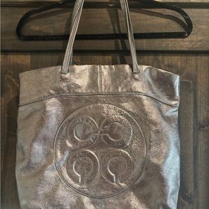 Coach Silver Leather Tote Bag